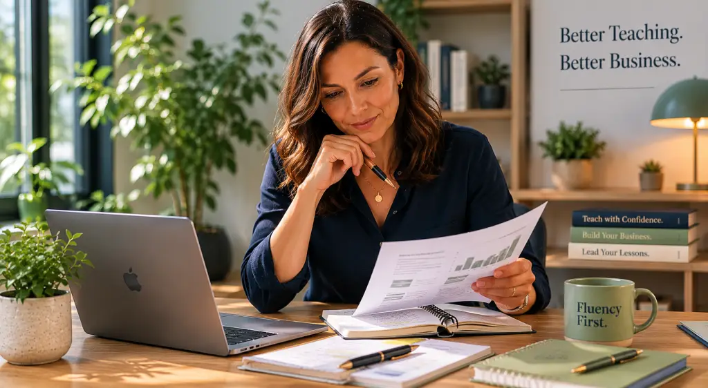 Professional reviewing and correcting common English mistakes at workProfessional reviewing and correcting common English mistakes at work